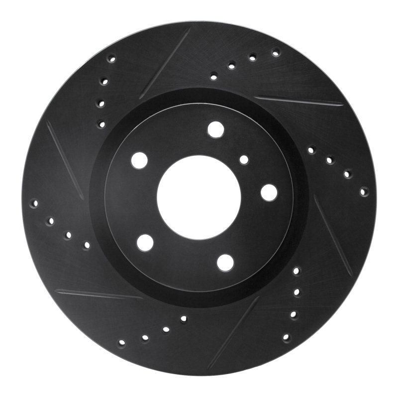 Infiniti G35 Brake Rotor (1) - Front Left - R1 Concepts - Drilled & Slotted - Black - `03-`05